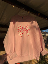 Load image into Gallery viewer, Heart Bow Loved John 3:16 Sweatshirt - PINK
