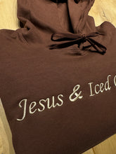 Load image into Gallery viewer, Jesus &amp; Iced Coffee Embroidered Hoodie
